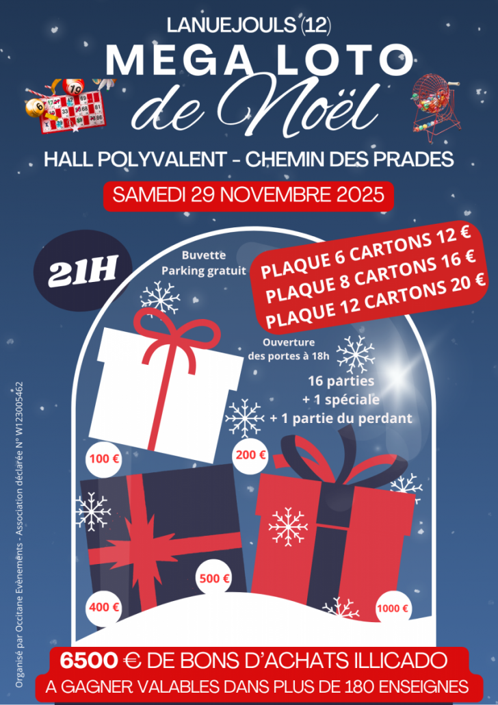 Mega loto de Noel 6500 euros de bons d'achats  ...