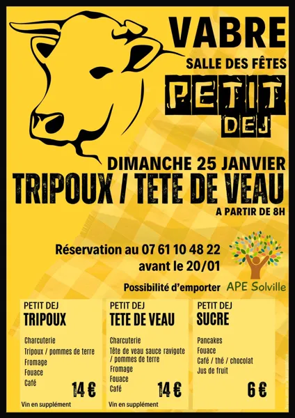Déjeuner aux tripous/tête de veau à Vabre-Tizac