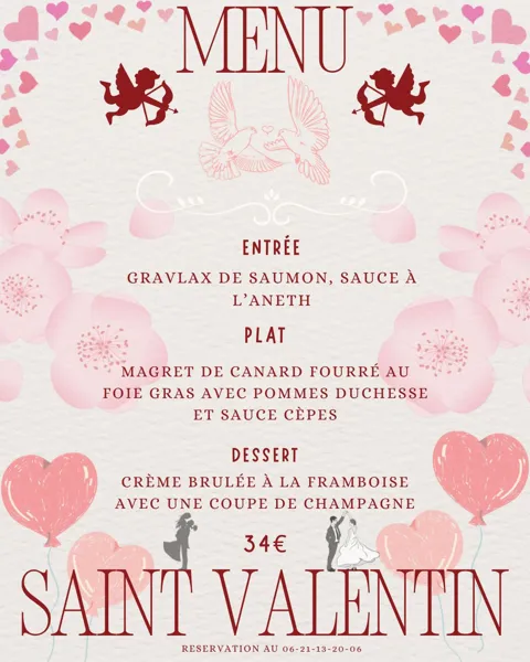 Menu Saint-Valentin du Brias