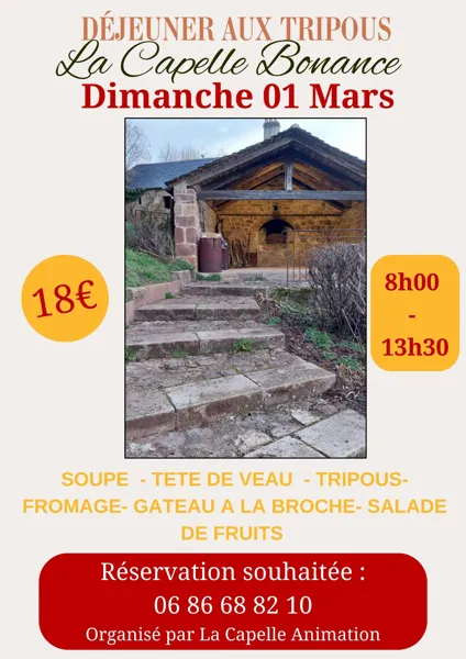 Déjeuner aux Tripoux à la Capelle-Bonance