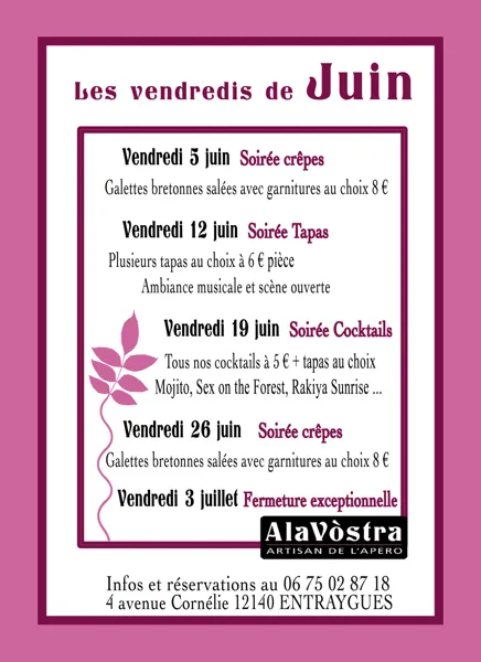 Soirée tapas en musique chez Alavostra