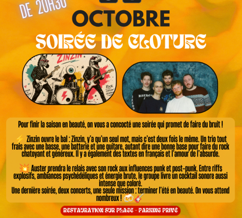 Soirée de clôture de la Brasserie Auros : Zinzin + Auster en live