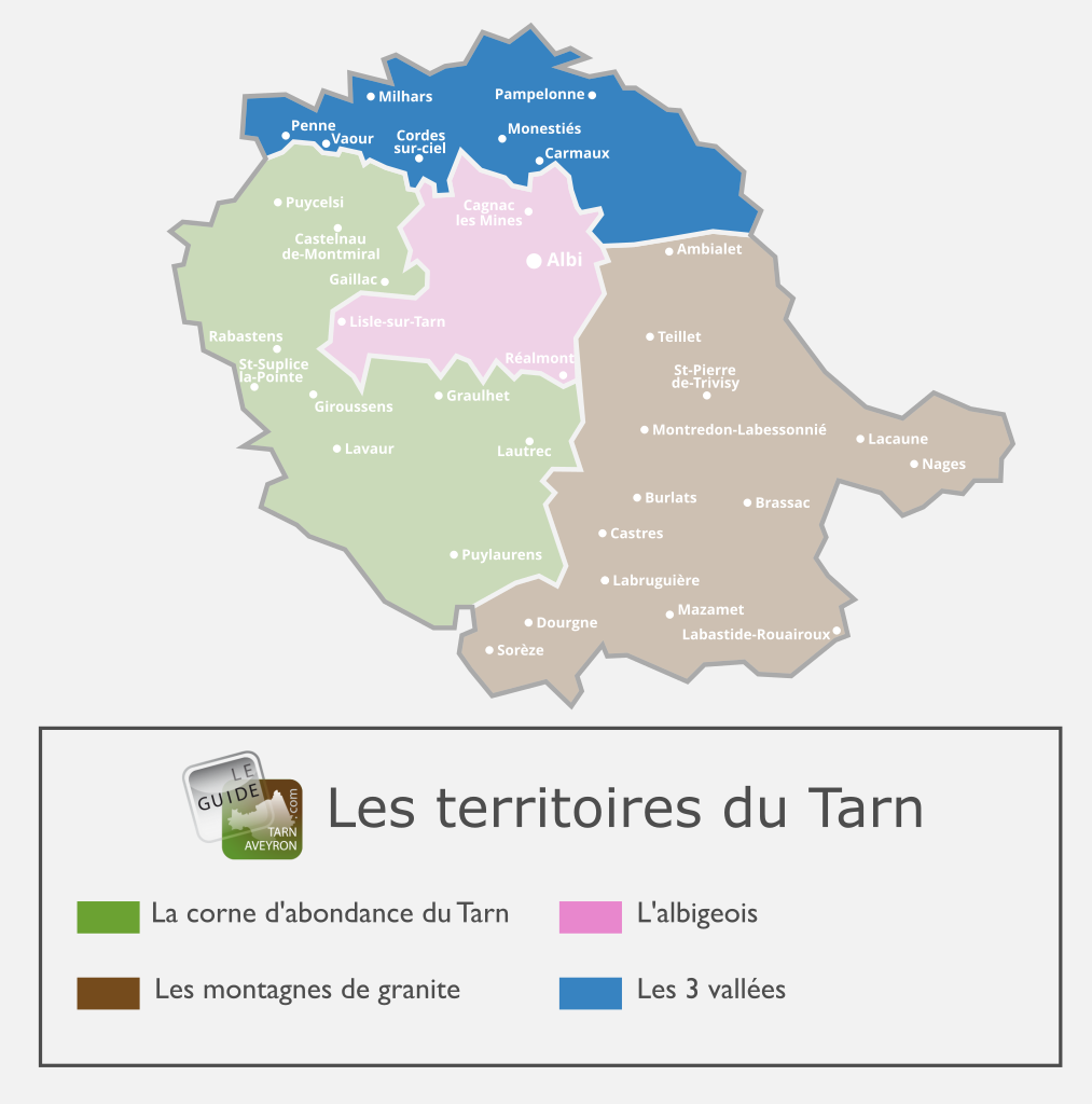Map of the Tarn, territory of the 3 valleys