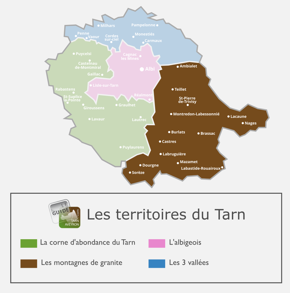 Carte du Tarn, les Montagnes de Granite