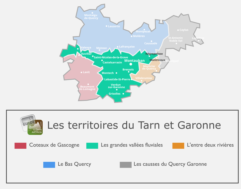 Carte du Tarn-et-Garonne, Les Grandes Vallées Fluviales