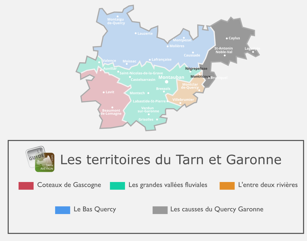 Map of Tarn-et-Garonne, territory of the Causses du Quercy Garonne